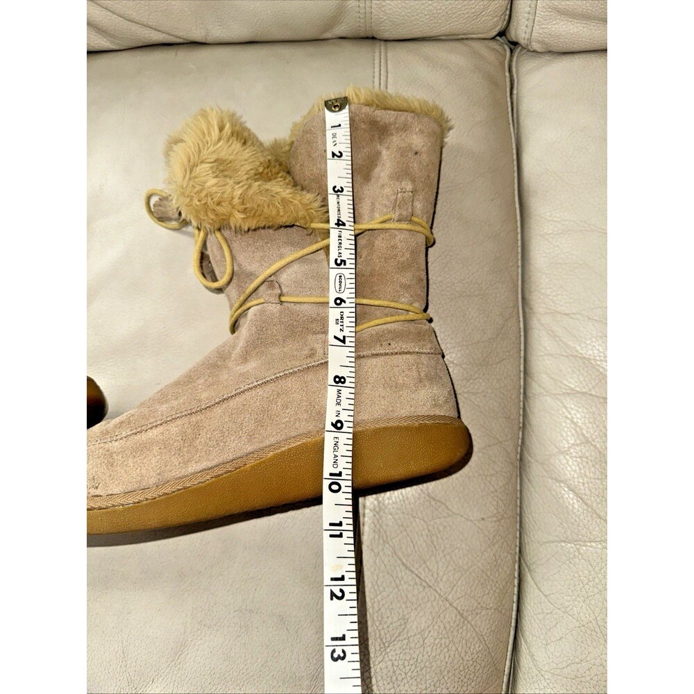 Earth Shoe Miami Boots Womens Suede Leather Lace Up Fur Lined Tan Size 9.5 - Picture 12 of 15